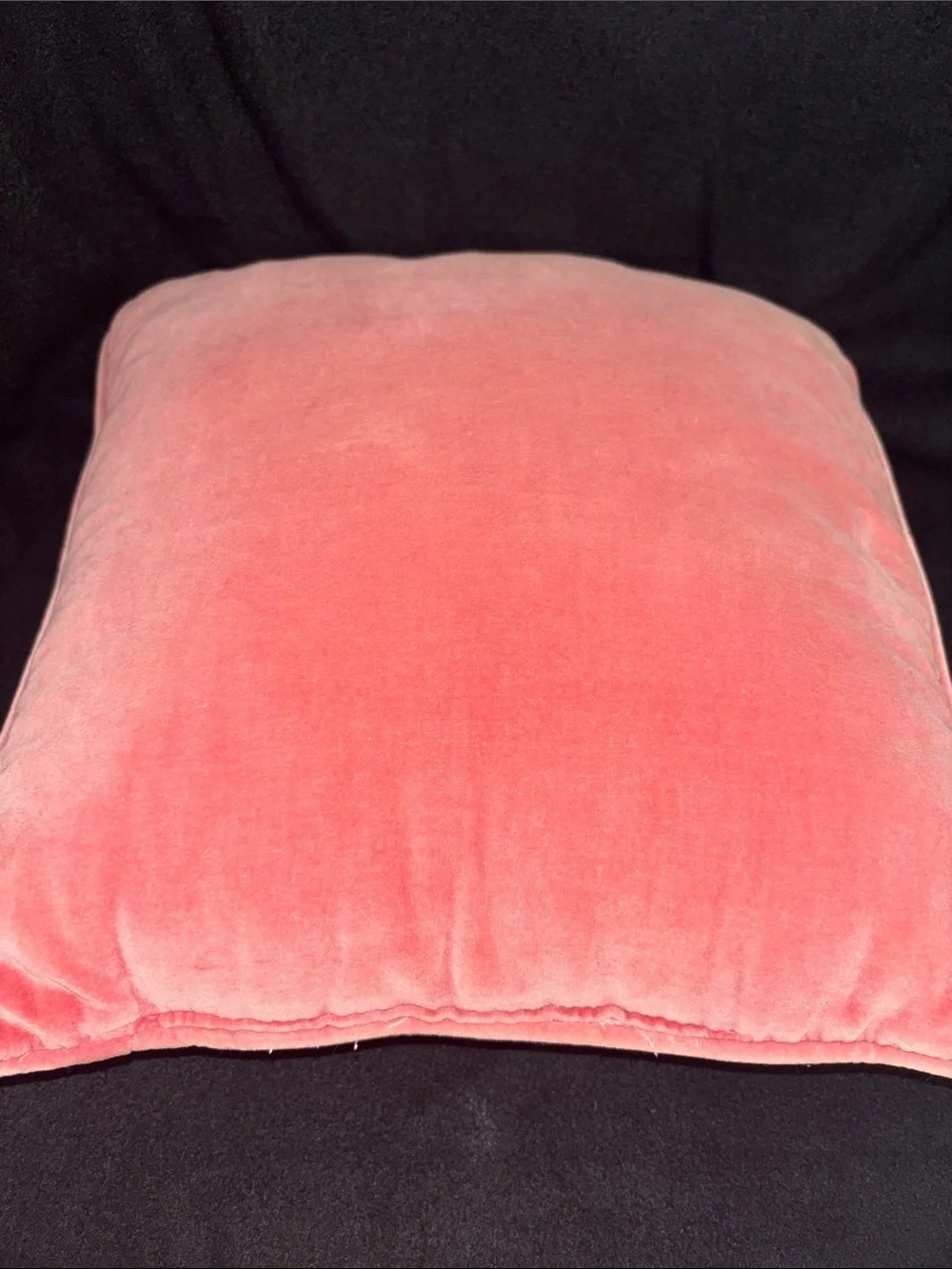 Vintage Velvet Rose Decorative Pillow - Soft Pink, Green, Cream Embroidery